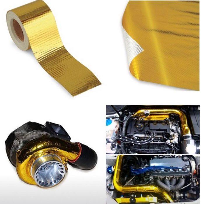 Titanium exhaust wrap yellow scotch heat shild